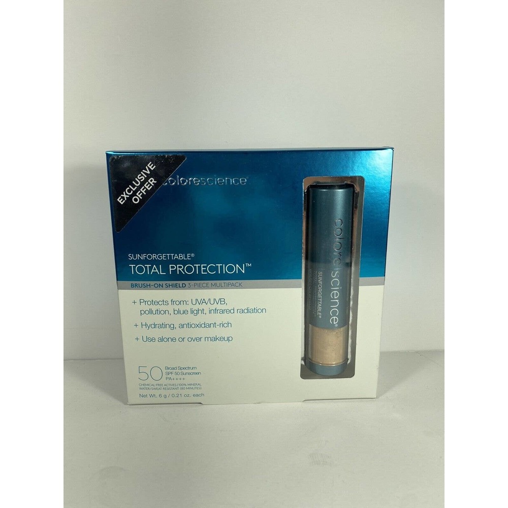 Colorescience Sunforgettable 50 SFP Brush On Sunscreen - Pack of 3 Exp 09/22 TAN